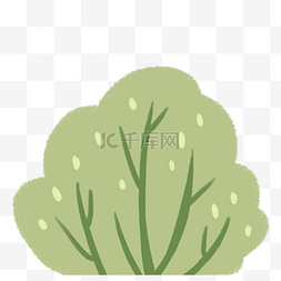 扁平植物绿色插画图片_手绘卡通绿色的树免扣元素
