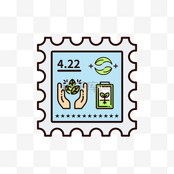 环保绿色邮票风格节能清新风标志