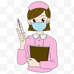 可爱小护士图片_疫情防范量体温的小护士