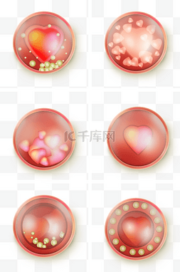 情人节立体心图片_红色立体心圆形图标