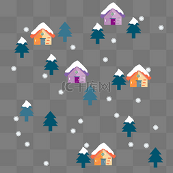 冬季雪房子底纹装饰