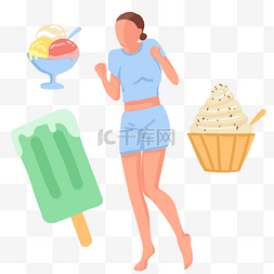 夏季吃冰淇淋女孩