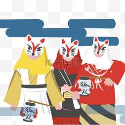 红包的人图片_oshogatsu三个戴面具的人