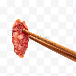 筷子夹着的腊肉片