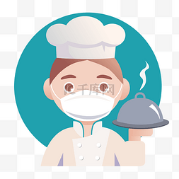 医用无菌口罩图片_戴口罩的厨师正面