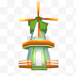 绿色房屋风车