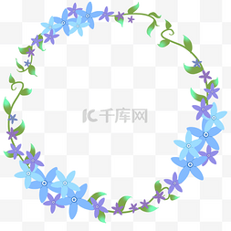 蓝色花朵边框图片_蓝色花朵边框插画