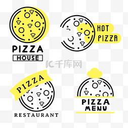 手绘美食logo图片_线性手绘pizza logo