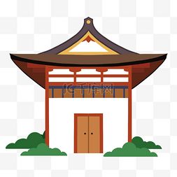 日式美食节海报图片_扁平风日式建筑寺庙