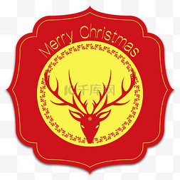 圣诞英文单词图片_欧式鹿头圣诞标签
