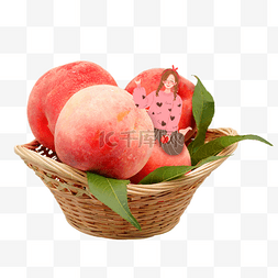 合成水果图片_坐在蜜桃篮的小美女