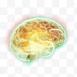 科技感大脑图片_发光大脑创意手绘图案