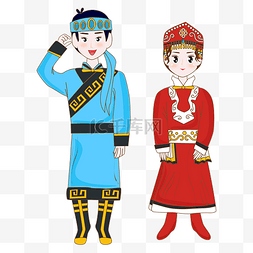少数民族矢量人物图片_蒙古族服装人物矢量图