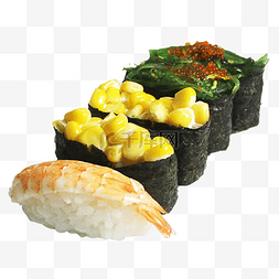 玉米海草熟虾寿司