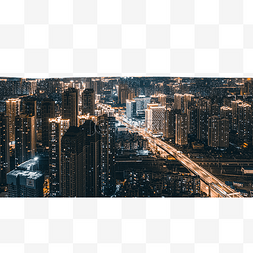 航拍夜景图片_武汉城市建筑唐家墩居民区航拍