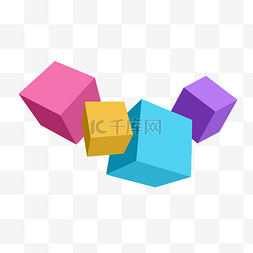彩色立体几何方块