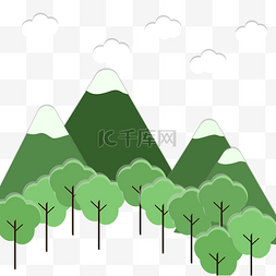 an树林素材图片_卡通雪山风景