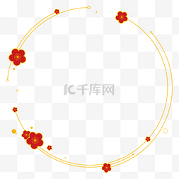 中国风红梅花图片_中式烫金圆弧红梅边框