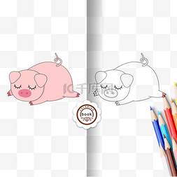 猪pig图片_pig clipart black and white 猪睡觉儿童