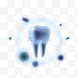 护理口腔图片_细菌围绕三维牙齿