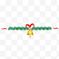 金色松树叶图片_圣诞节金色铃铛分割线