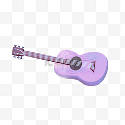 创意吉他插画图片_紫色圆弧吉他元素
