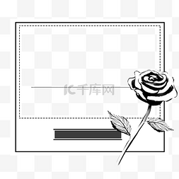 fb留言图片_黑白仿真玫瑰花边框