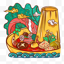 火锅食物素材图片_国潮美食铜锅涮肉
