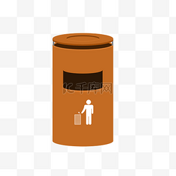 环境治理墙绘图片_橘色垃圾桶