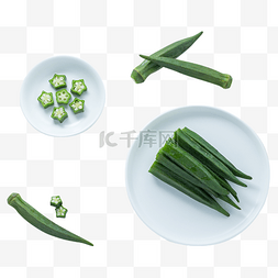 绿色蔬菜秋葵图片_俯拍秋葵