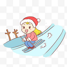 大寒女孩图片_冬天滑雪手绘卡通元素