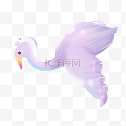 卡通天鹅图片_手绘卡通紫色的大鸟免扣元素