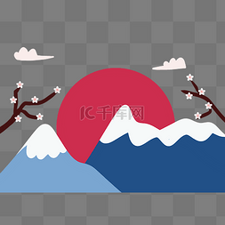 和风底边图片_日式和风富士山底边