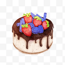 草莓马克龙巧克力蛋糕素材