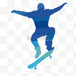 滑板鞋蓝色图片_滑滑板剪影