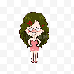 双手叉腰生气女孩