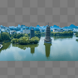日月图片_航拍桂林风景日月双塔风景区