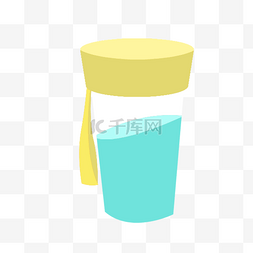 蓝色立体杯子元素