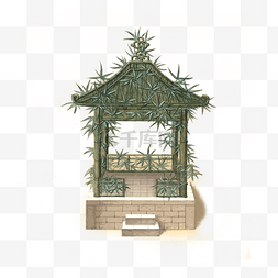 中国古典建筑装饰凉亭竹子