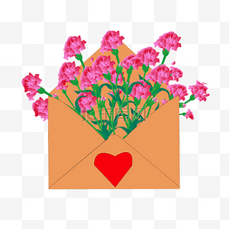 手绘粉色浪漫花朵图片_卡通手绘温馨母爱花朵之信封与康
