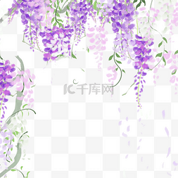 卡通紫色的鲜花和叶子