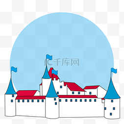 蓝色屋顶图片_蓝色大城堡矢量图