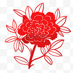 民俗工艺图片_红色花朵花卉剪纸