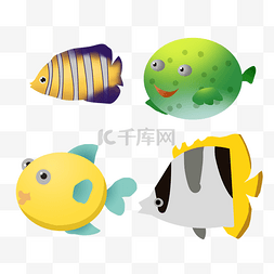 卡通海底生物图片_多种卡通深海鱼素材