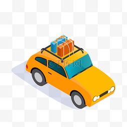 行李箱的图片_卡通橙色的小汽车