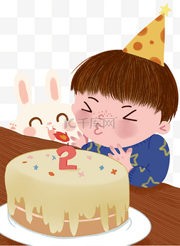 生日兔子生日蛋糕图片_过生日男孩