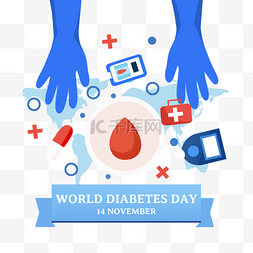 world diabetes day手绘医疗检测装备