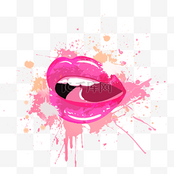 卡通粉色性感的嘴唇