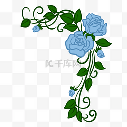 花朵边框设计边框图片_蓝色花朵花藤