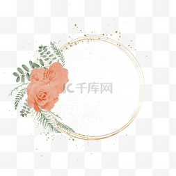 红色花卉邀请函图片_红色花卉金色婚礼边框
